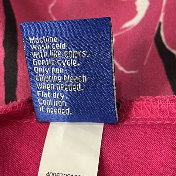 APT 9 Medium Top Floral Striped Round Keyhole Neck Short Sleeve Fuchsia Pink - Picture 8 of 8